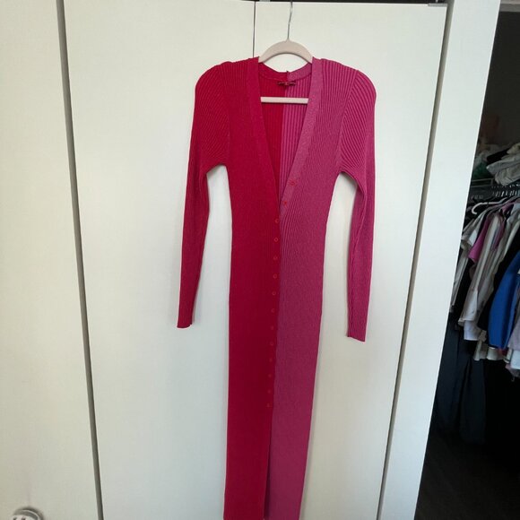 STAUD Dresses & Skirts - STAUD Pink 'Shoko' Lurex V Neck Long Sleeve Sweater Size L